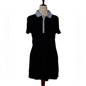 Tommy Hilfiger Polo Dress Size L Navy Blue Stripe Collar Preppy Logo